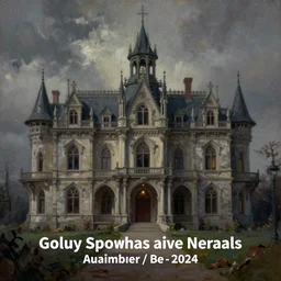 gothic mansion oil painting
