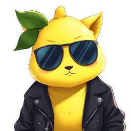 an anthropomorphic lemon, lemon skin texture, wearing sunglasses and a leather jacket, by kawacy, trending on pixiv, anime, furry art, trending on furaffinity