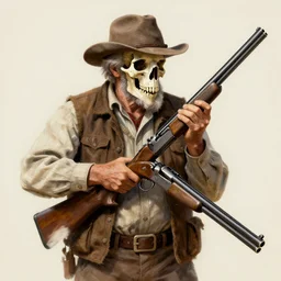 Jeff Smith Bone art style of an old man wielding a shotgun