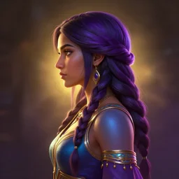 side - profile painted portrait, maya ali as a sorcerer, backlit, key lighting, smooth, fantastically gaudy colors, octane render, dota matte painting concept art, official fanart behance hd artstation by jesper ejsing, by rhads and makoto shinkai and lois van baarle and ilya kuvshinov and rossdraws