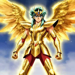 Pegasus Seiya wearing golden armor by Edgar Maxence and Ross Tran
