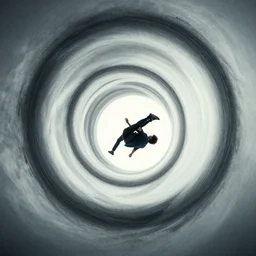 a person falling in an infinite loop, dramatic digital art