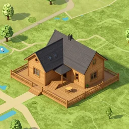 wooden villa, isometric map by sid meier's civilization vi, by craig mullins by jakub rozalski