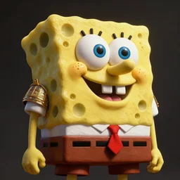 sponge sculpture of an ancient warrior, red and black and gold theme