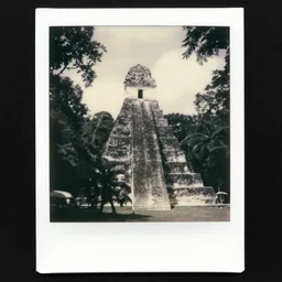 black and white old 1 9 3 0 s polaroid photo of a real aliens in tikal