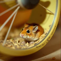 photograph of a hamster hiding under a wheel, accidentally photographed in the 9 0 s, portra 8 0 0