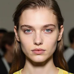portrait of young edita vilkeviciute, versace fashion show spring summer backstage, detailed face, greg rutkowski, intricate, elegant, highly detailed,