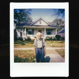 detailed color analog medium format photo made by harmony korine, polaroid photo of old person in american suburbs, high production value, intricate details, 8 k resolution, hyperrealistic, hdr, photorealistic, high definition, tehnicolor, award - winning photography, masterpiece, amazing colors,