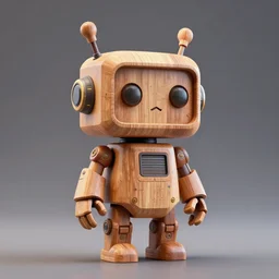 3 d octane render ultra photo realistic, wood figurine art cute robot wood cyberpunk concep art style popart by loftis, cory