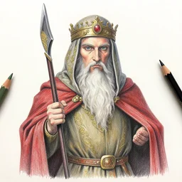Colored pencil art on paper, Druid, highly detailed, artstation, Caran d'Ache Luminance