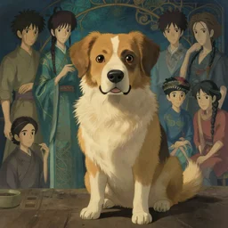 a beautiful hyperdetailed illustration of my dog cooper, perfectly shaded, atmospheric lighting, style of studio ghibli, makoto shinkai, raphael lacoste, louis comfort tiffany, artgerm, james jean, victo ngai, ross tran, chinese style