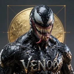 Venom portrait by Marcus Whinney Artstation, highly detailed, photorealism, zbrush sculpt, substance painter, texturing XYZ, Subsurface scattering, cinematic lighting, high contrast, depth of field, futuristic art, golden ratio, rule of thirds, surrealism Unreal engine 5