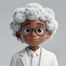 beautiful 3D rendered fictional black character, wearing glasses, his head is made of fluffy clouds, wearing white suit, realistic, 8k, 4k, unreal engine, by Antoni Tudisco, artstation