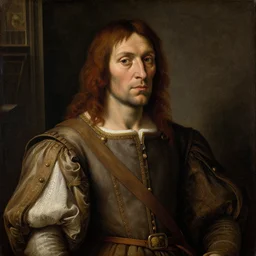 portrait of a neanderthal man in renaissance clothing, in the style of botticelli and domenico ghirlandaio, 1 4 7 5, oil on canvas