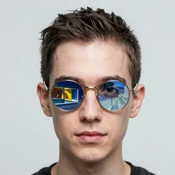 asexual androgynous person wearing strange glasses painted by edgar maxence, edward hopper, wayne barlowe and james gilleard