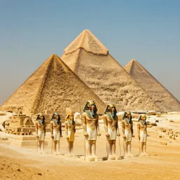 symmetry!! egyptian gods building the pyramids, surreal, dreamlike, lucid dream, very detailed, perfect lighting, perfect composition, 4 k, artgerm, derek zabrocki, greg rutkowski