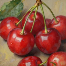 a close - up cherries painting by antropov and argunov, fine details