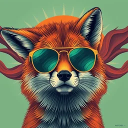 fox sun glasses by _ beeple, artgerm, _ aaron _ horkey _ amanda _ sage _ bauhaus, salvador dali, _ bernie _ wrightson _ bruce pennington _ frank _ stella _ anne _ stokes _ alena _ aenami _ angus _ mckie, alex grey, akira toriyama, arthur adams, hp lovecraft, andre masson, brian despain. abstract, artstation, design 4 k, native, hd,