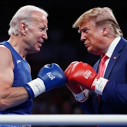 joe biden and donald trump boxing match, detailed sharp photo