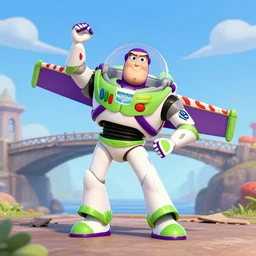 buzz lightyear dancing under a broken bridge