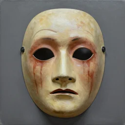 painting of an old creepy mask