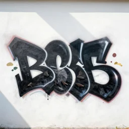 hyperrealistic rendering on very beautiful white wall with beautiful contrast of light and shadow and very clean graffiti, professional foto, 3 5 mm