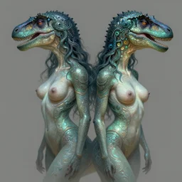 symmetry portrait of sensual dinosaur, fae, glowing skin, intricate, elegant, highly detailed, digital painting, artstation, concept art, smooth, sharp focus, illustration, art by artgerm and greg rutkowski and fra angelico and unreal engine 5