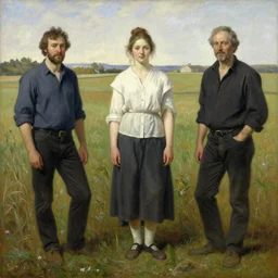 Solomon Joseph Solomon and Richard Schmid and Jeremy Lipking painting full length portrait painting of a young woman working in the field