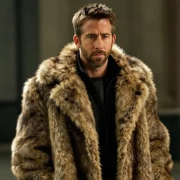 film still of Ryan Reynolds as Tyler Durden wearing big fur coat in Fight Club 1999