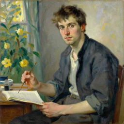 attractive male, painting by ilya kuvshinov, carl larsson