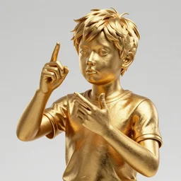 A boy made out of gold, photorealistic, 4k, scp