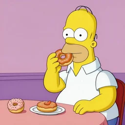 homer simpson eating a donut by norman rockwell,