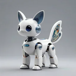 product photo of a futuristic stylized pet robot, kindchenschema, large ears, large tail, by artgerm and greg rutkowski and marc newson and zaha hadid, alphonse mucha, otter koala mix, side view, volumetric light, detailed, octane render, midsommar - t