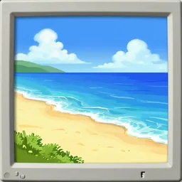 sketch of an beach and ocean by ms paint, by microsoft paint, windows 9 5, bad 9 0 s computer art