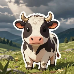 kawaii cow, sticker