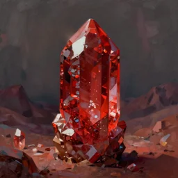 a painterly stylized red crystal by james gilleard