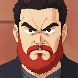 angriestpat with red beard portrait in the style of kohei ashiya