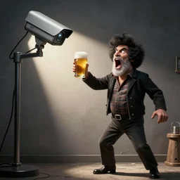 screaming bob ross stealing beer security cam footage