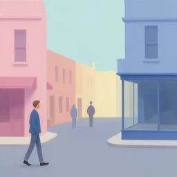pastel 3 d minimalist, street scene by jeffrey smart and gregory crewdson and edward hopper