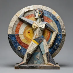 sculpture of 🌋, made of recycled materials, detailed, cubism, full color hd, moebius