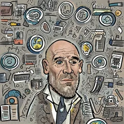 illustration caricature of a bald matt damon