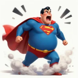 Superman >yelling<<<< screaming! , body swelling about to explode, distress, mania, freaking out, insane