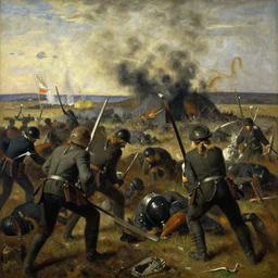 a scene from a battlefield, painting by otto dix, 4 k
