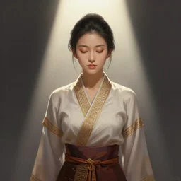 female geshia girl, beautiful face, rule of thirds, intricate outfit, spotlight, digital painting, by greg rutkowski, by jeremy mann,