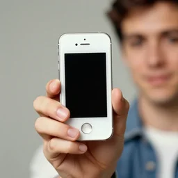 a 1980's picture of a man holding an Iphone, Iphones in the 1980s, old photograph, advertisement for the Apple Iphone, video game advertisement