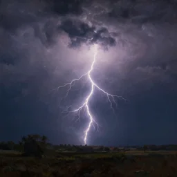 a dramatic stormy sky with lightnings , romantic painting,
