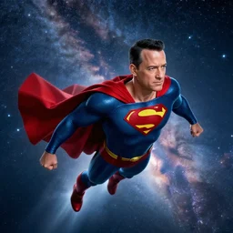 tom hanks as superman, flying over the milky way, epic digital art, cinematic, trending on artstation, superb detail 8 k masterpiece