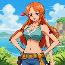 Pixel Art of Nami from One Piece