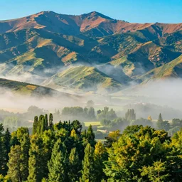 A beautiful vivid landscape with trees and mountains, melting landscape, Rusudan Ratiani, vivid imagery, cinematic photography, 4k UHD, 8k resolution, artistic style, digital artwork