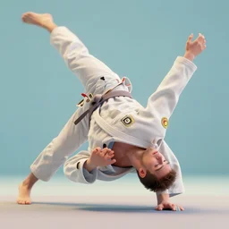 zoom of a jiu jitsu athlete torso doing an extreme stretch choreographic move, dance photography, pastel colors palette, 3 d scan, high detail, zoom in, foreshortening, natural light